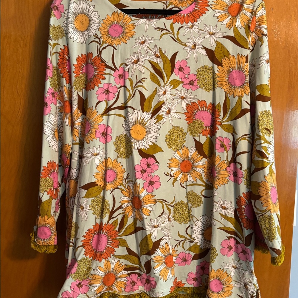 Spartina 449 Floral “The Ollie” Island Fringe Tunic